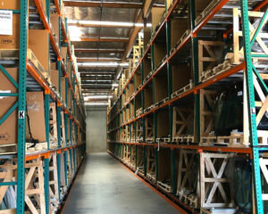 A view of The AGS warehouse featuring a selection of auto glass for multiple car makes and models